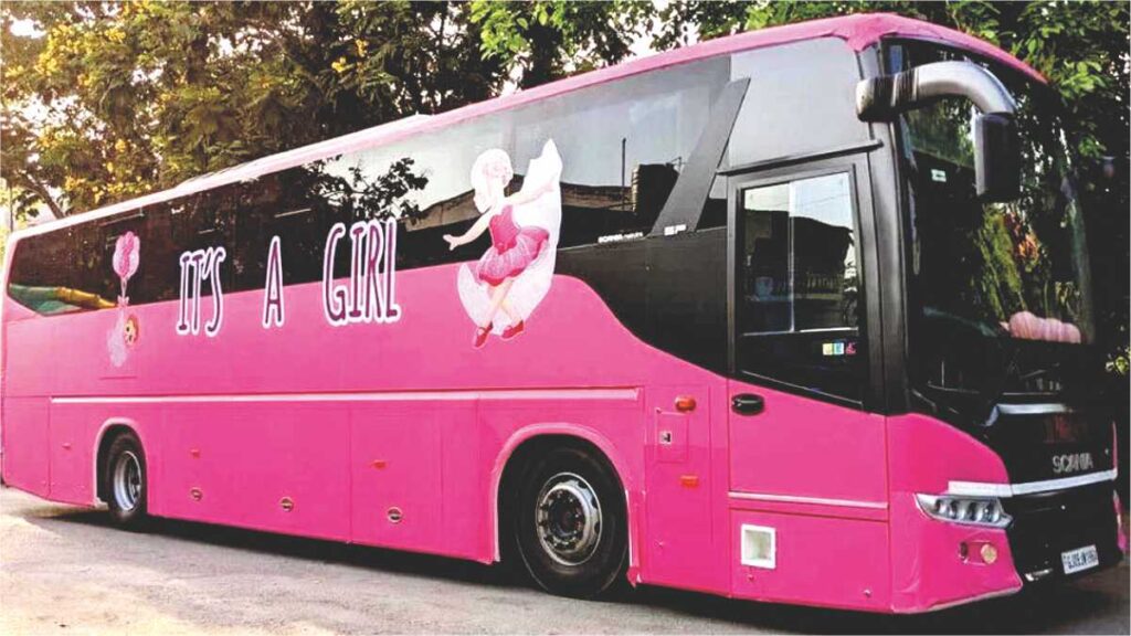 Diamond King Dholakia family rolled The pink bus across the city-1