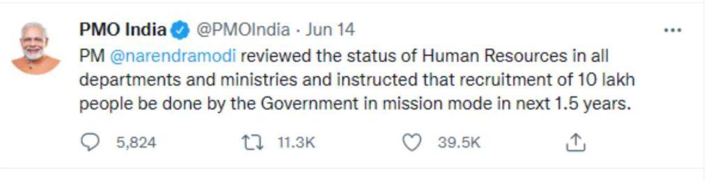 PMO India Tweet