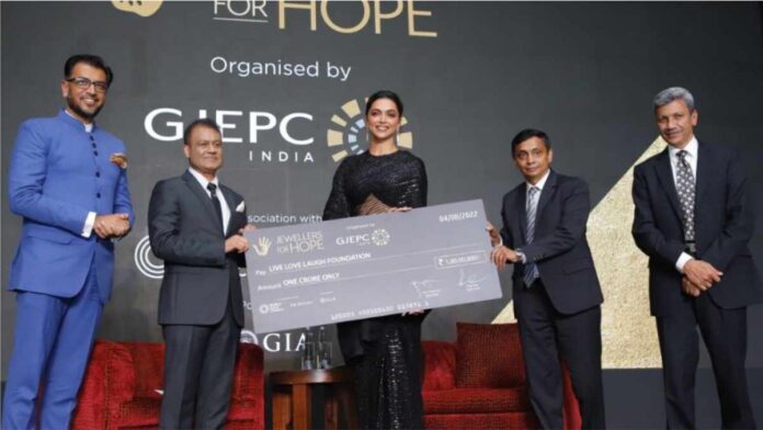 Proceeds from GJEPC's 'Jewelers for Hope' charity dinner go to Deepika Padukone's foundation “Live Love Laugh”