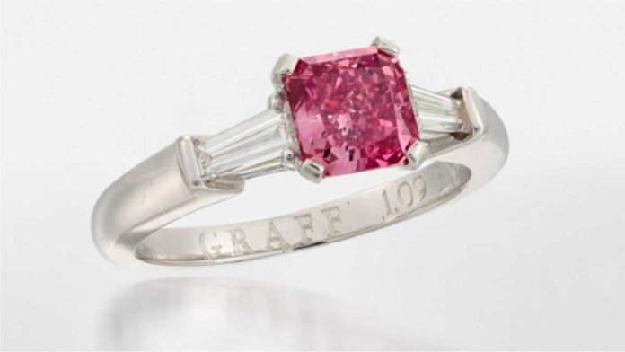 Pink diamond ring fetches high price at Christies auction