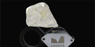 Lucapa found rough diamond weighing 176 carats from Lulo mine