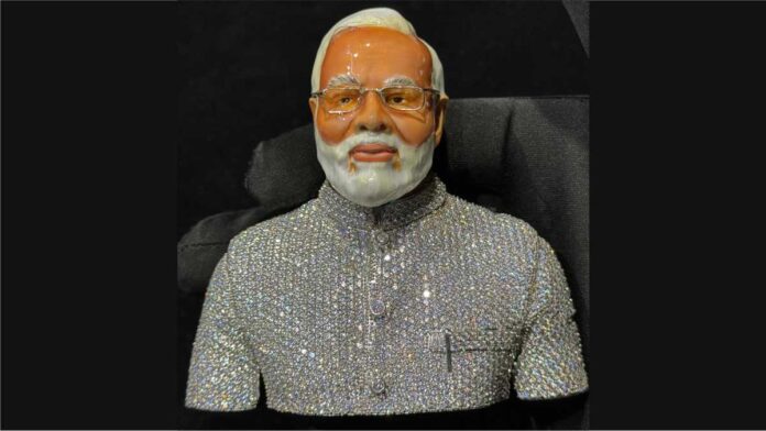 New York-based jeweler created lab grown diamond studded statue of PM Modi