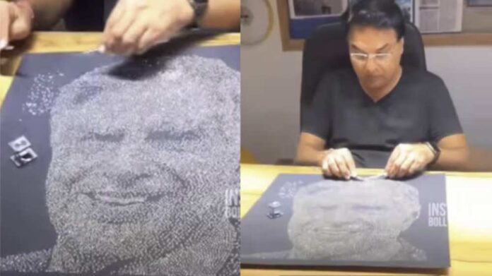 Surat businessman create portrait of Ratan Tata using 11000 diamonds-2