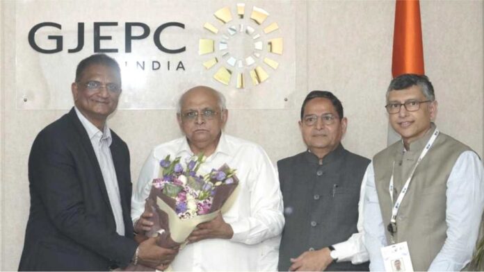 Gujarat CM Bhupendra Patel and State Home Minister Harsh Sanghvi visit GJEPC