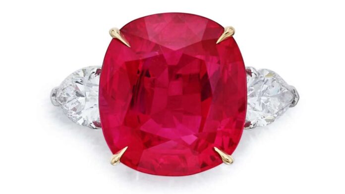 Sothebys ruby ring exceeded its estimate following bidding between three bidders-1